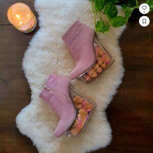 Jeffrey Campbell Icy Barbie Doll Head Platform Ankle Boot in Pink Suede Size 8